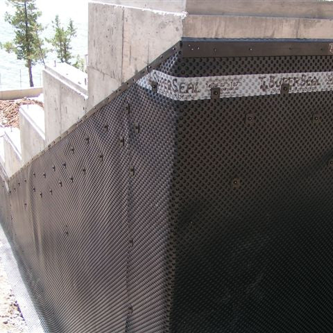 SUPERSEAL DImpled membrane installed on slope with membrane cap