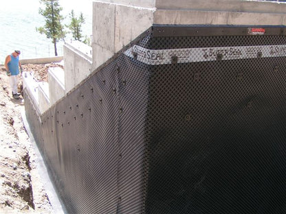SUPERSEAL DImpled membrane installed on slope with membrane cap