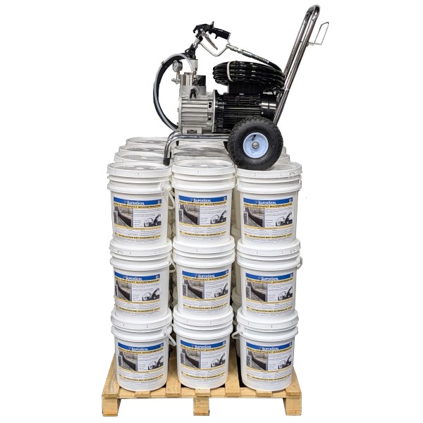 Single component waterproofing and pump